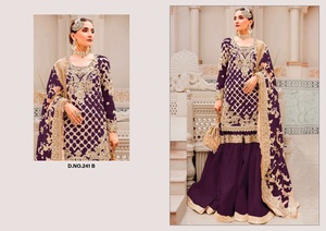 Nouveau costume en organza lourd et mat avec broderie et travail manuel, dupatta fantaisie pour la vente en gros de vêtements indiens et pakistanais - Product Image 4