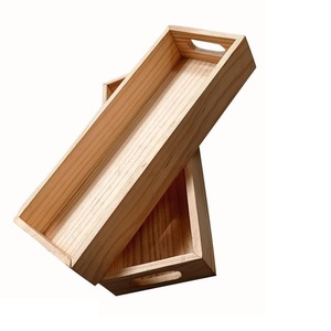 Vente en gros Grand plateau en bois rond personnalisé Long plateau en bois Plateau petit-déjeuner en bois avec poignée - Product Image 2