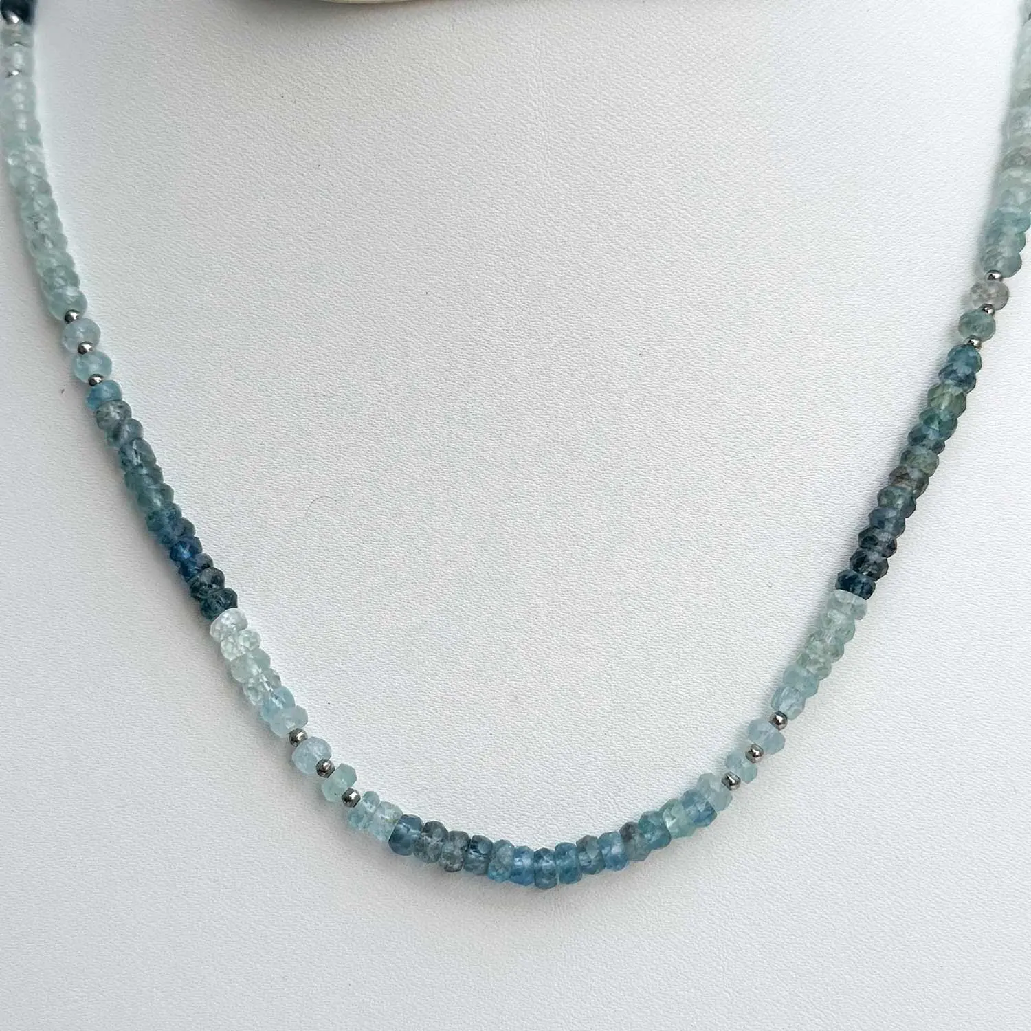 Extremely Fine Quality Natural Moss Aquamarine Faceted Rondelle Gemstone Beads Luxury Necklace Handmade Stone Jewelry