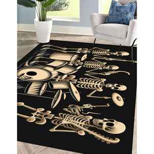 Tapis imprimé moderne en velours de luxe, motif squelette abstrait, crâne, musique, pour demoiselle d'honneur, salon, escalier, bureau - Product Image 1