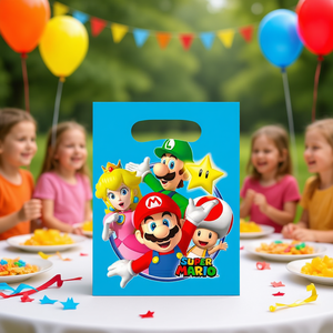 Sacs cadeaux Super Mario 23,4 x 16,3 cm, emballage cadeau en plastique pour célébrations, 8 pièces par sac - Product Image 3