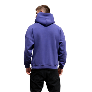 Sudadera con Capucha Extra Grande para Hombre, Color Morado Oscuro, 50% Algodón, 50% Poliéster, Hombros Caídos, Estilo Urbano, Corte Holgado, Sudadera de Invierno - Product Image 3