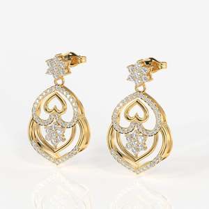 ต่างหูห้อยประดับเพชรโมอิสซาไนต์ทรงหัวใจ ดีไซน์เก๋ ทอง 18K - Product Image 2
