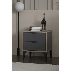 Modern Convertible 2-Drawer Solid Wood Bedside <b>Nightstand</b> Multi-Purpose Storage Cabinet Melamine Finish Hospital Bedroom Dining - Product Image 4