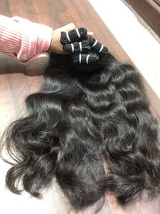 100% brut cambodgien naturel ondulé temple indien simple dessiné 8 "à 30" disponible en stock épais densité cuticule aligné paquet de cheveux - Product Image 3