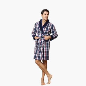 Albornoces Personalizados de Lujo para Hombre, de Algodón de Rizo a Cuadros, Largos, para Spa, Venta al por Mayor, OEM, ODM, Tallas Grandes, Suaves, Transpirables, Ropa de Dormir para el Hogar - Product Image 1