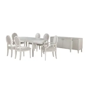 畅销家具实木框架织物座椅6至8把椅子和大餐桌套装