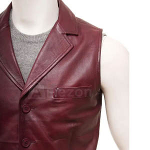 Chaleco de cuero para hombre de la mejor calidad con bolsillos, Chaleco de cuero para hombre con diseño utilitario para uso en exteriores y viajes - Product Image 3