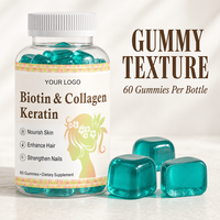 Gummies de biotine et collagène à marque privée, faible MOQ, kératine, 60 pièces