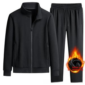 Conjuntos Deportivos para Hombre 100% Algodón, Sudadera con Capucha de Felpa Transpirable, Estampado Sólido Informal, Ropa Deportiva de 2 Piezas, Colección de Invierno - Product Image 5