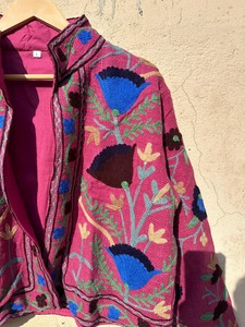 Chaqueta Suzani Rosa con Bordado a Mano TNT, Abrigo Estilo Indio Hecho a Mano, Chaqueta Boho para Mujer, Abrigo Kimono Acolchado, Chaqueta Suzani - Product Image 2