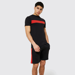 Camisetas con pantalones cortos para adultos, conjunto de verano con Panel de Color negro, rojo, rayas, informal, hecho a medida, paquistaní - Product Image 3