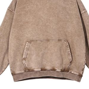Sweat à capuche oversize vintage marron délavé à l'acide, en molleton de coton épais, impression personnalisée, streetwear unisexe - Product Image 5