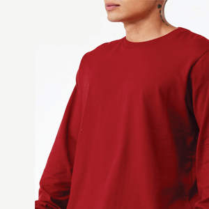 เสื้อยืดแขนยาวสำหรับผู้ชาย230Gsm ผ้าฝ้ายสีเรียบสำหรับสตรีทแวร์โลโก้ตามสั่ง - Product Image 5