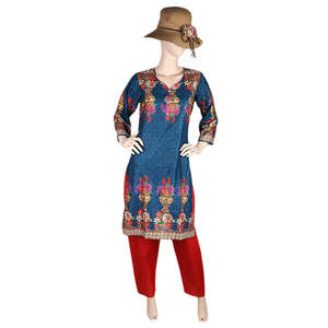 Traje de dos piezas estampado para mujer - Azul acero - Product Image 3