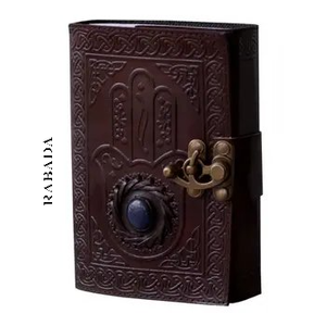 Hand Stone Journal Leather Notebook Sketch Pad Hard Cover Blank <b>Book</b> Spell <b>Book</b> Embossed Leather - Product Image 1