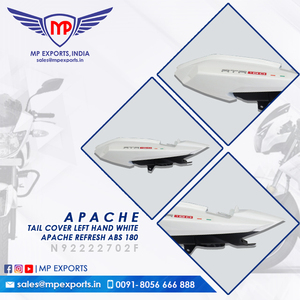 Tail Cover Left Hand <b>White</b> - Apache Refresh ABS 180 for <b>TVS</b> APACHE RTR 2W Spare Parts Available for Sale at Affordable Price - Product Image 3