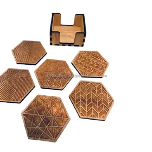Großhandel leere Holz Untersetzer benutzer definierte Holz runde saugfähige quadratische Untersetzer für Getränke aus Indien von Crafts Calling gesetzt