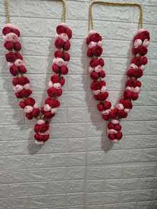 ดอกไม้ปลอมสำหรับงานแต่งงาน Varmala กุหลาบเจ้าสาวเจ้าบ่าวมาลาแพ็ค2ชิ้น - Product Image 4