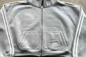 Conjunto de pantalones de chándal de dos piezas con capucha y cremallera para hombre, personalizado, 100% de algodón, informal, Hip Hop, rayas, sudadera de gran tamaño, pantalones, diseño impreso - Product Image 6