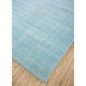 Tapis en polyester noué à la main Erbe AKPL-3007 bleu, motif géométrique abstrait, tapis de salon rectangulaire, décoration de couloir pour chambre à coucher - Product Image 2