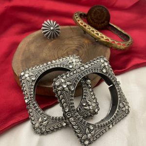 Brazalete de plata oxidada con aura, fabulosa colección de diseños de plata oxidada de primera calidad, brazalete de moda para mujer - Product Image 2