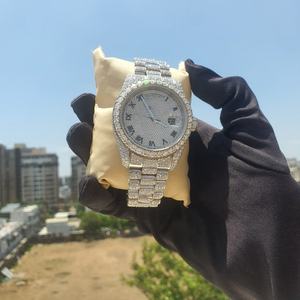 Reloj de Diamantes para Hombre, Acero Inoxidable, VVS1, Moissanita, Cristal Completo, Esfera Romana, Reloj de Lujo para Negocios - Product Image 4