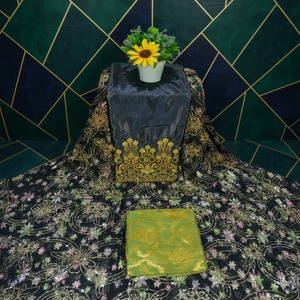 Tela de Alta Calidad, Moderna, con Cuentas, Estilo Fransawi, Dirac, Tejido Twill Jacquard, Chifón Estampado, 50% Algodón, 50% Poliéster, para Bodas - Product Image 1