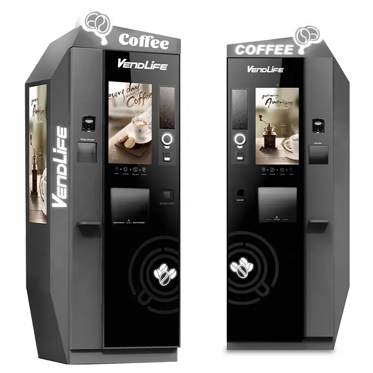 ЖК-торговый автомат для кофе, автомат для приготовления кофе с монетами и купюрами