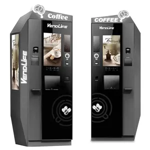 LCD Vending Coffee Machine Coin dan Bill Operated Coffee Vending Machine Mesin Pembuat Uang Vendlife dengan Kopi