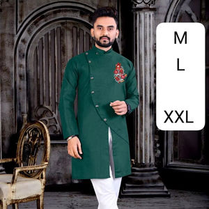 Festivals et célébrations dessinés à la main imprimé taille adulte Occasions vêtements pakistanais hommes traditionnel indien coton Kurta - Product Image 1