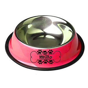 Cuenco alimentador para mascotas de acero inoxidable de colores rojos de excelente calidad con diseño moderno y elegante para decoración del hogar y logotipo personalizado - Product Image 1