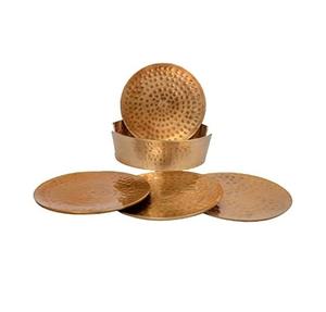 แผ่นรองแก้วทองแดง คุณภาพมาตรฐาน รูปทรงกลม สำหรับเสิร์ฟกาแฟ ชา ใช้ในบ้าน โต๊ะอาหาร แผ่นรองแก้วทองเหลือง สินค้าใหม่ล่าสุด - Product Image 1