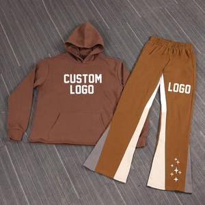 Venta al por mayor de sudaderas con capucha de los hombres casuales con pantalones de chándal de lana cálida de diseño de logotipo personalizado Puff impresión para chándales de invierno - Product Image 4