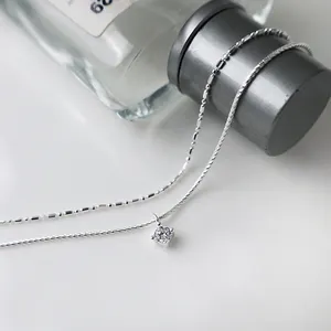 925 Sterling Silver Zircon Double Layer Chian Bracelet Fine Jewelry Wholesale