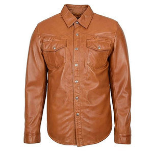 Chemise d'été en satin de cuir SALVA pour homme grande taille, respirante, tricotée, décontractée, à manches longues, boutonnée, col rabattu, avec poche poitrine - Product Image 1