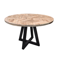 Ensemble table et chaises de salle à manger en bois massif à motifs chevrons, écologique et durable - Design moderne, pieds en métal pliables, assemblé pour hôtel