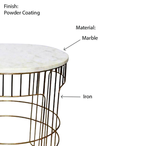 Custom Design Marble and Iron Made Center <b>Table</b> for Home and Office, 15 X 15 X 20 Inches White <b>Gold</b> Manufacturer - Product Image 4