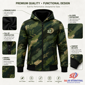 Custom <b>Camo</b> Hoodie Manufacturer Tech Print Full Zip Streetwear <b>Jacket</b> Wholesale OEM Logo Private Label - Product Image 6