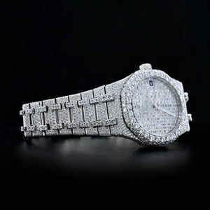 High-End Luxury Bling Full Diamond Analog Stainless Steel Mechanical <b>Watch</b> VVS Moissanite Hip Hop Iced Style Antique Square - Product Image 3