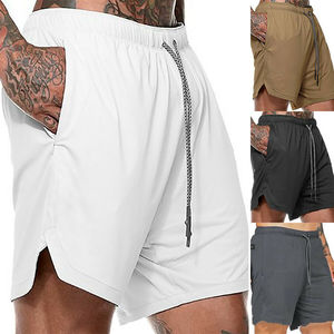 กางเกงขาสั้นรัดรูปสีดำสำหรับผู้ชาย2-in-1กางเกงขาสั้นสำหรับใส่วิ่งออกกำลังกายในยิมกีฬาสองชั้น - Product Image 3