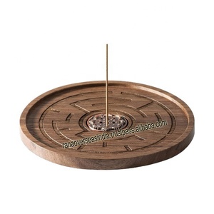 Grand porte-bâton d'encens en bois fait à la main rond attrape-cendres d'encens pour la méditation Spa Yoga - Product Image 1