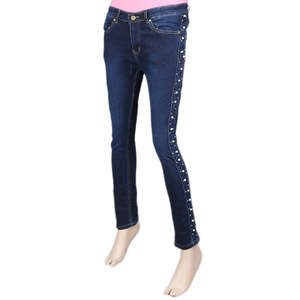 Pantalon en jean pour femme - Bleu foncé - Product Image 4