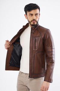 Chaquetas de Cuero para Hombre, Estilo Popular de Otoño, Chaqueta de Cuero para Hombre al por Mayor, Chaqueta de Cuero PU con Cremallera Moderna y Genial para Hombre - Product Image 3