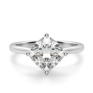 Bague de fiançailles solitaire en diamant taillé coussin pour femme - Product Image 1