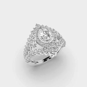 Ensemble de bagues de fiançailles et de mariage vintage Art Déco avec diamant de laboratoire taille brillant, halo, pour femme, bijoux classiques, cadeau - Product Image 2