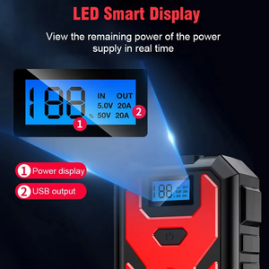 Arrancador de Baterías de Coche de 12V con Pico de 1200A, Banco de Energía Portátil con Cable Integrado, Compatible con Carga Inalámbrica, Pantalla LCD - Product Image 4