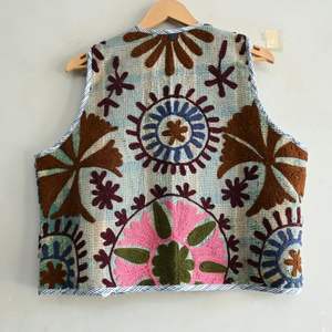 Women's Boho Style Short Cotton Vest <b>Coat</b> Embroidered Reversible Eco-Friendly Breathable Summer Bohemian Jacket - Product Image 3