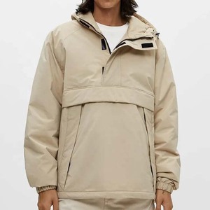 2023 Wholesale Stand Collar Outerwear Windproof Waterproof Canvas Pocket Hooded <b>Half</b> <b>Zip</b>-up Custom Logo <b>Mens</b> Windbreaker <b>Jackets</b> - Product Image 6