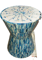 Taburete con incrustaciones de hueso estándar de madera moderno WONDER OVERSEAS/tambor con incrustaciones de fregona de mesa para habitación pulida hecha a mano, jardín, oficina y hogar